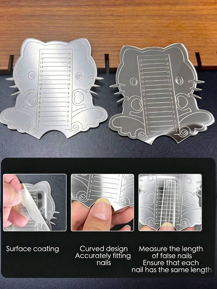 Penggaris Pemotong Kuku Berbentuk Kucing Akrilik Perak Baru 2026, Pemotong Kuku DIY untuk Seni Kuku dan Panjang yang Konsisten - MultiWarna - View 1
