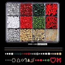 12-Grid Box New Christmas Series Nail Art Jewelry Santa White Snowflake Cute Bell Accessories Shiny Rhinestone Nail Gems – Versatile DIY Nail Art Accessories - Multicolor - View 9