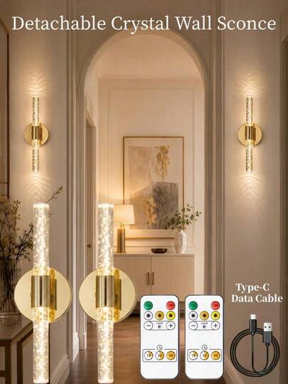 Moderne nordische Stil Blasen Acryl doppelseitig leuchtende LED Wandleuchte, 3-stufig einstellbare Farbtemperatur, Heimdekoration, Restaurant, Wohnzimmer, Schlafzimmer, Flur Dekoration, kreative modische Hotel Schlafzimmer Nachttischlampe, 2200mAh