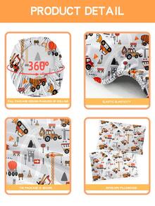 2/3pcs Construction Truck Pattern Bedding Set, Soft & Breathable, All Season, Twin/Full/Queen, 100% Polyester, Machine Washable - Multicolor - View 6