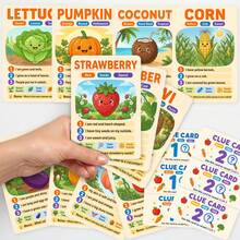 36Pcs English Fruit And Vegetable Game Flash Cards, Colorful Cartoon Food Educational Cards, Kids English Vocabulary Learning Cards For Preschool Teaching, Homeschool, Family Guessing Game - Multicolor - View 3