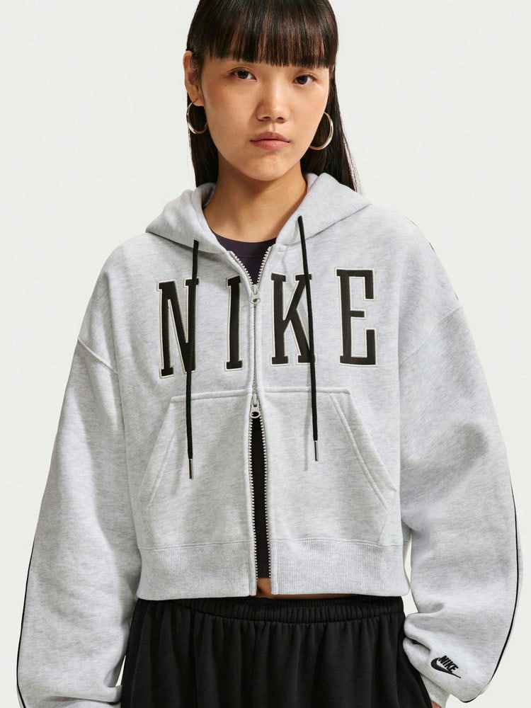 Nike Women's AS W NK STDO FLC MW OS CRP S F Knit Sweatshirt IU1131-051 - Grey - View 1
