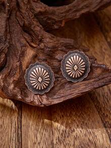 luodee Vintage Western Style Geometric Pattern Carved Earrings, 3 Colors Available, Bohemian Women's Jewelry, Gift - Multicolor - View 5