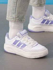 Adidas 女款 Lite Shuffle 紫色圖案厚底休閒滑板鞋 KH9026 - 白/淡紫/淡紫 - 查看 2