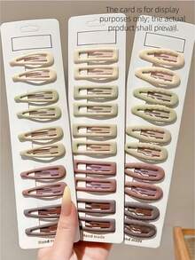 10个/30个 女孩简约百搭休闲学院风孔雀石色合金复古水滴方形刘海发夹 - 彩色 - 查看 3