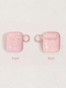 Korean Style Minimalist Semi-Transparent Pink Polka Dot + Ring Earphone Case Suitable For AirPodspro3 New AirPodspro2 Protective Cover Pro Cute Apple AirPods4/AirPods5 Minimalist AirPods3 Personalized 1/2/4/5 Generation Girls Earphone Case Protective Cover - Grey Stars + Round Buckle - View 15