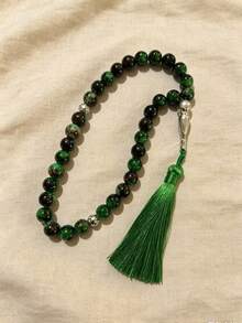 1pc Vintage Middle Eastern Style Tasbih 33-Bead Cracked Bead Tassel Prayer Beads Bracelet - One Size - View 9