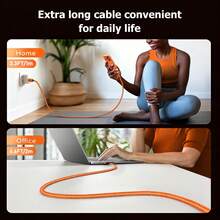 Latest USB-C Super Fast Charging Data Cable, 100.58cm/201.17cm Braided USB-C Cable, Compatible With MacBook/ And Other Devices - Black - View 5