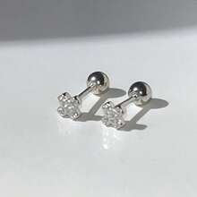 1 Pair Mini Cross Cartilage Earrings, Korean Style Versatile All-Match Design, Niche Sparkling Rhinestone Exquisite Stackable Stud Earrings For Women - Silver - View 7