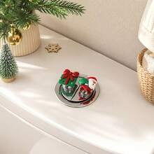 2pcs Christmas Toilet Flush Button Christmas Tree Creative Bathroom Water Tank Switch Key Cute Toilet Switch Button - A - View 5