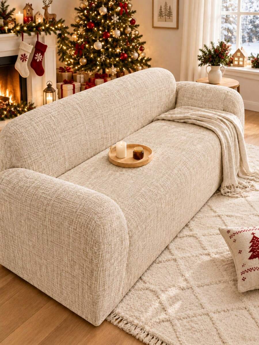 1pc Printed Milk Silk Sofa Cover + 1pc Matching Pillowcase, High Elasticity Removable Washable All-Season Stretch Full Sofa Cover, Suitable For Living Room, Patio, Garden, Poolside And More Occasions - Multicolor - View 1