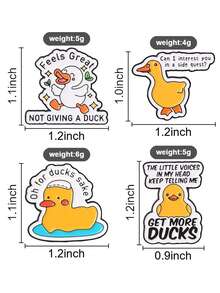 QIHOO 1PC Cute Cartoon Duck Enamel Pin Funny Slogan Brooch Clothing Backpack Accessory Gift - Multicolor - View 6