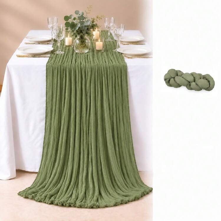 10 Buah Taplak Meja Kain Kasa Hijau Sage, Taplak Meja Kain Kasa Boho Rustic, Dekorasi Meja Kain Kasa Semi Transparan untuk Pernikahan, Pesta Lajang, Pesta Bayi, Pesta Ulang Tahun, Resepsi, Perjamuan, Meja Makan Gaya Rumah Pertanian, Hiasan Tengah Meja dan Dekorasi Rumah - A - View 30