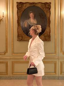 Women's Luxury White Satin Long Sleeve Button Regular Length Blazer, Elegant Guest Outfit, Perfect For Creating Sophisticated Guest Looks And Luxury Party Styles - White - View 6