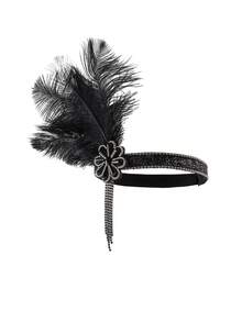 1pc 1920s Flapper Headpiece Feather Headband Accessory Roaring Headpieces Great Gatsby Headpiece - A - View 4