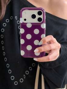 Casing Ponsel Polkadot Burgundy Kompatibel dengan Apple 18 Pro Max, 16 Pro, 16, 17 Pro, 15 Pro, Pelindung Tahan Guncangan dengan Tepi Lembut Matte Baru, Perlindungan Penuh - Purple - View 7