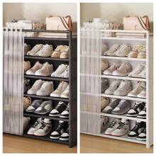 1pc Multi-Layer Shoe Rack With Curtain, Minimalist Dust-Proof Shoe Cabinet Storage Display Rack, With Drawer, Large Capacity Shoe Storage Unit, Suitable For Indoor/Outdoor, Entryway And Home, Ideal Christmas Gift - Multicolor - View 15