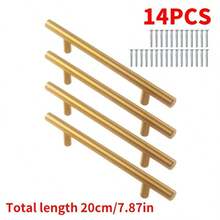 14pcs Gold Cabinet Handles, Matte Stainless Steel Kitchen Cabinet Door Pulls, Furniture Drawer Pulls, T-Shaped Hardware - Multicolor - View 1