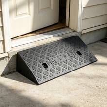 1pc Heavy Duty PE Portable Car Roadside Ramp, 9cm Height Portable Threshold Ramp, With Anti-Slip Traction Surface And Drainage Slot, Suitable For Lawn Mowers, Cars, Pets, Vehicles, Home And Outdoor Driveways, Store Entrance Threshold - A - View 3