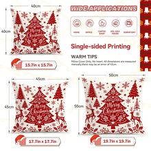 4pcs Nordic Style Christmas Decorative Pillow Covers, Red & White Paper-Cut Style Reindeer, Snowflake, Christmas Tree Print Pattern, Single-Sided Printed Pillow Covers/Cushion Covers, Multi-Scene Atmosphere Decorative Pillow Covers Suitable For Living Room, Sofa, Bedroom, Pillow Inserts Not Included - Multicolor - View 3