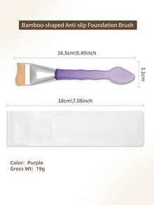 INYUSUN 1pc Bamboo Handle Face Foundation Makeup Brush, Dual-Ended Mask Spoon Concealer Makeup Tool, Portable Flat Head Seamless Base Brush - Multicolor - View 9