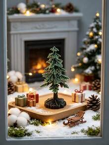 1/5/12Pcs 2.8Inch Artificial Mini Christmas Tree, Mini Model Pine Tree, Plastic Artificial Cedar Tree, Diorama Landscape Tree, Miniature Evergreen Tree, Scenery Layout Model Tree, For Christmas, Home, Sand Table, Fairy Garden, Diorama DIY Craft Decor - Multicolor - View 4