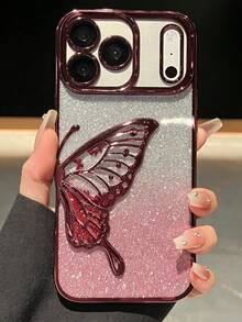 Luxury Bling Sparkling Butterfly Phone Case Compatible With IPhone 18 Pro Max 18 Pro 17 Pro Max 17 Pro 17 16 Pro Max 16 Pro 16 15 Pro Max 15 Pro 15 14 Pro Max 14 Pro 14 13 Pro Max 13 Pro 13 12 Pro Max 12 Pro 12 11 Retro Back Cover Shell - Cherry Red - View 3