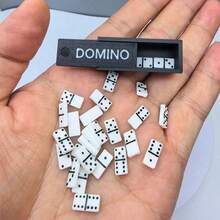 Miniature Domino Set Decor - 28pcs Dominoes + Drawer Storage Box, Ultra-Small Mini Realistic Bone Tiles, Role Play Game Props, Model House Decoration Small Ornament - Multicolor - View 2