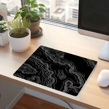 1pc Topographic Contour Gaming Mouse Pad Black Line Square Desk Mat Ultra-Durable Mouse Pad Computer Pad Office Home Desktop Mat Competitive Gaming Smooth Desk Accessories Student Desk Decoration Table Mat - View 4