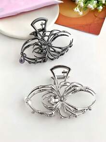 2pcs Gothic Spider Bone Hair Clip, Hollow Metal Spider Design Hair Clip With Teardrop Pendant, Punk Dark Style Women's Hair Accessory - Multicolor - View 2