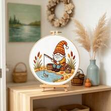 4-Piece Autumn Gnome Embroidery Full Material Kit, Beginner Zero-Base DIY Handmade Embroidery Hoop Set, Halloween Pumpkin & Maple Leaf Pattern, Handmade Wall Decor Hanging Ornament, Creative Handmade Gift - Multicolor - View 7