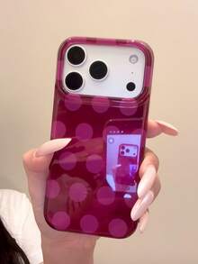 Burgundy Red Polka Dot Phone Case Compatible With Iphone 18 Pro Max, 17 Pro, 16, 15, Double Layer IMD, Anti-Drop Protective Cover, Artistic Unique Design, Ins Style - Red - View 3