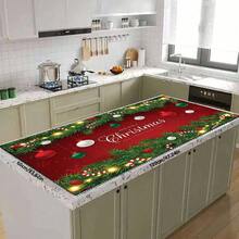 1pc, Christmas Series, Pine Branch & Colorful Ball Christmas Border Pattern Printed Coffee Bar Mat, Drainage Mat, Coffee Machine Soft Bottom Diatomaceous Earth Drainage Mat, Soft Rubber Drainage Mat, Super Absorbent & Wear-Resistant Dish Drying Mat, For Countertop Restaurant Kitchen Table Mat, Patio Dining Table Decor, Home Kitchen Supplies, Countertop Decor Mat - Multicolor - View 10