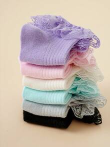 6 Pairs Baby Princess Socks 0-3 Years Old Girls Lace Ruffle Princess Style, Baby Socks, Short Ankle Low-Cut Toddler Socks Girls Socks! Sweet Design All-Season Princess Short Socks, Multi-Color Combination Exquisite Cute Princess Short Socks. - Multicolor - View 3