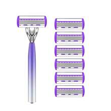 Men's Manual Shaving Set - Ultra-Sharp 6-Blade, Replaceable Razor Head, Ergonomic Handle Design, Precise Smooth Shaving Essential, Reusable Replacement Blades, Perfect Gift For Father's Day And Birthday (Gift Box Not Included) - Multi-color 2 - View 11