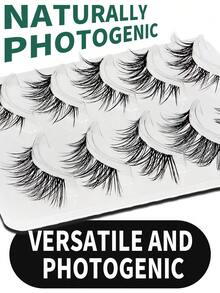5 Pairs Of Transparent Stem Fluffy Cat Eye/Fox Eye False Eyelashes . Natural Look, Soft & Curled, Lash Extension, Dramatic Lashes Strip Lashes, Lashes, Eyelashes, Fake Lashes - Black - View 3