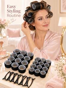 36pcs/1set Heatless Hair Roller Set Self Grip Curlers With Hair Clips Volumizing Curling Rollers For Bangs Waves Root Lift Styling Reusable Lightweight Hairdressing Tools For Women Home Salon Daily Hair Styling Set - Multicolor - View 8