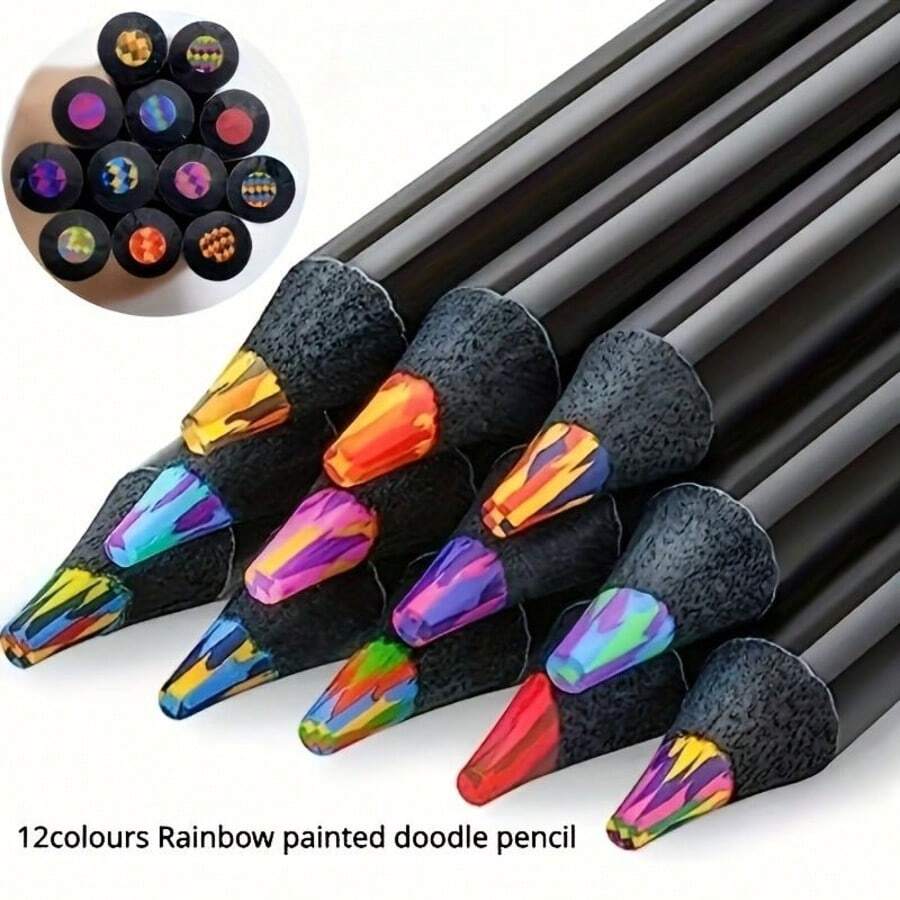 [For Professional Art Painting Purposes] 30 Rainbow Pencils, Offering Magical Gradient Colors - Dust-Free Design, Line Width 2mm Or More, Suitable For Ages 14 And Up - Multiple Styles - View 1