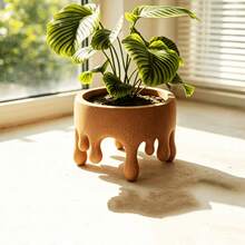 Creative Dripping Art Planter. Plastic Material, Suitable For Home Decor Enthusiasts, Modern Minimalist Seekers And Plant Lovers. Can Be Used For Office Desk, Bookshelf Or Living Room Coffee Table Decoration - Creative Flower Pot - View 6