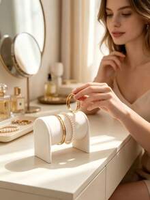 1pc Velvet Watch Bracelet Display Stand, Premium Velvet Jewelry Holder For Bracelets, Necklaces, Watches, Vanity Tabletop Jewelry Storage, Store Counter Display Prop, Photography Display Decoration, Ideal Gift For Jewelry Lovers And Store Display - Bracelet/watch Stand - View 2
