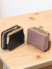 Clip Short Folding Pu Wallet Sweet Cute Fashion Young Zip Large Capacity Card Holder Storage Card - Multicolor - View 5