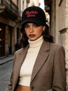 1/2pcs Unisex Letter Print Minimalist Corduroy Baseball Cap,Personalized Adjustable Trucker Hat,Suitable For Spring,Autumn,And Winter Daily Wear,Gift - Multicolor - View 4