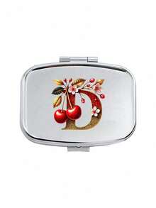 Cherry Glitter Red Letter Pattern Square Pill Box, Portable Pill Box With Compartments, Mini Metal Storage Box, Portable Jewelry Pill Box, Personalized Creative Gift, Customizable Name, Suitable For Travel, Outdoor Activities, Placing In Bags, Pockets, Can Be Used As Wedding Gift, Gift And Reception Decoration, Unique Design Decorative Travel Storage Box (Initial A-Z) - Multicolor - View 22