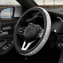 1pc New Rhinestone PU Leather Steering Wheel Cover, Shiny Crystal Rhinestone Decor, Universal 15 Inch Women's Car Steering Wheel Protector, Car Interior Accessory - Multicolor - View 1