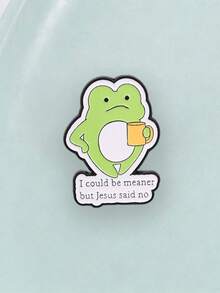 Cute Frog With Coffee Mug Enamel Pin Funny Meme Animal Lapel Badge Metal Brooch For Backpack Jacket Accessory Gift - Green - View 6