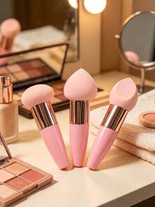 Makeup Sponge Set With Handle, Multi-Functional Powder Puff, Teardrop And Round Shapes, Suitable For Foundation, Concealer, Blush, Soft Makeup Application Tool, Suitable For Women And Girls - Multicolor - View 7