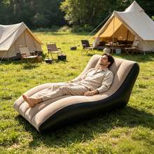 Inflatable Sofa Chair - PVC Plush Material, Suitable For Living Rooms, Camping, Traveling, Brown Color, Without An Inflation Pump. - Multicolor - View 1