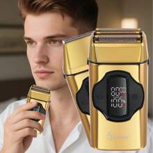 Hatteker 1pc Reciprocating Electric Shaver Men 2-In-1 Razor & Hair Clipper Set, Multi-Speed Adjustable With Base - Multicolor - View 11