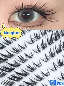 100pcs C-Curl Glue-Free False Eyelashes, Glue-Free Design, Press-In Self-Adhesive Eyelashes, Reusable, Durable, Natural Look, Suitable For All Occasions, False Eyelashes, Glue-Free Eyelashes - C - View 2