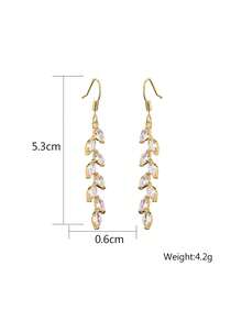 rakol 1 par de pendientes colgantes de hoja de circonita plateada para mujer, pendientes de piedra marquise elegantes y brillantes, joyería de declaración, regalo - Multicolor - Ver 5
